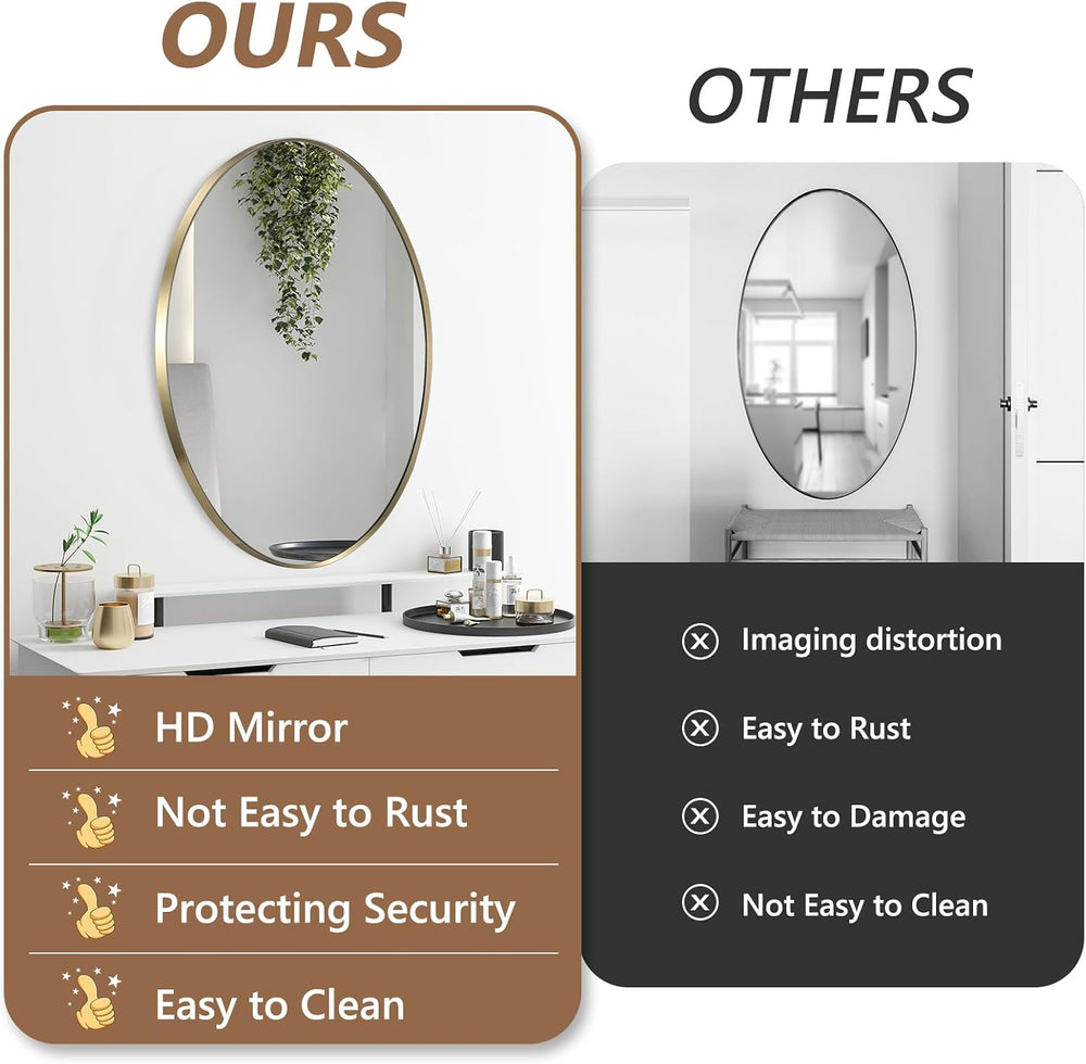 Oval Wall Mirror, 20"x28" Gold Oval Vanity Mirror, Bathroom Mirror ...
