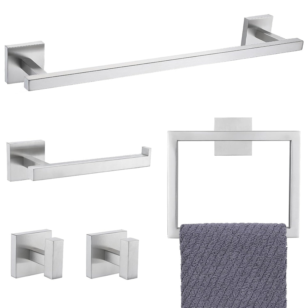 YACVCL Towel Bar Set, 5 Pieces Bathroom Hardware Set Brushed Nickel Bathroom ...