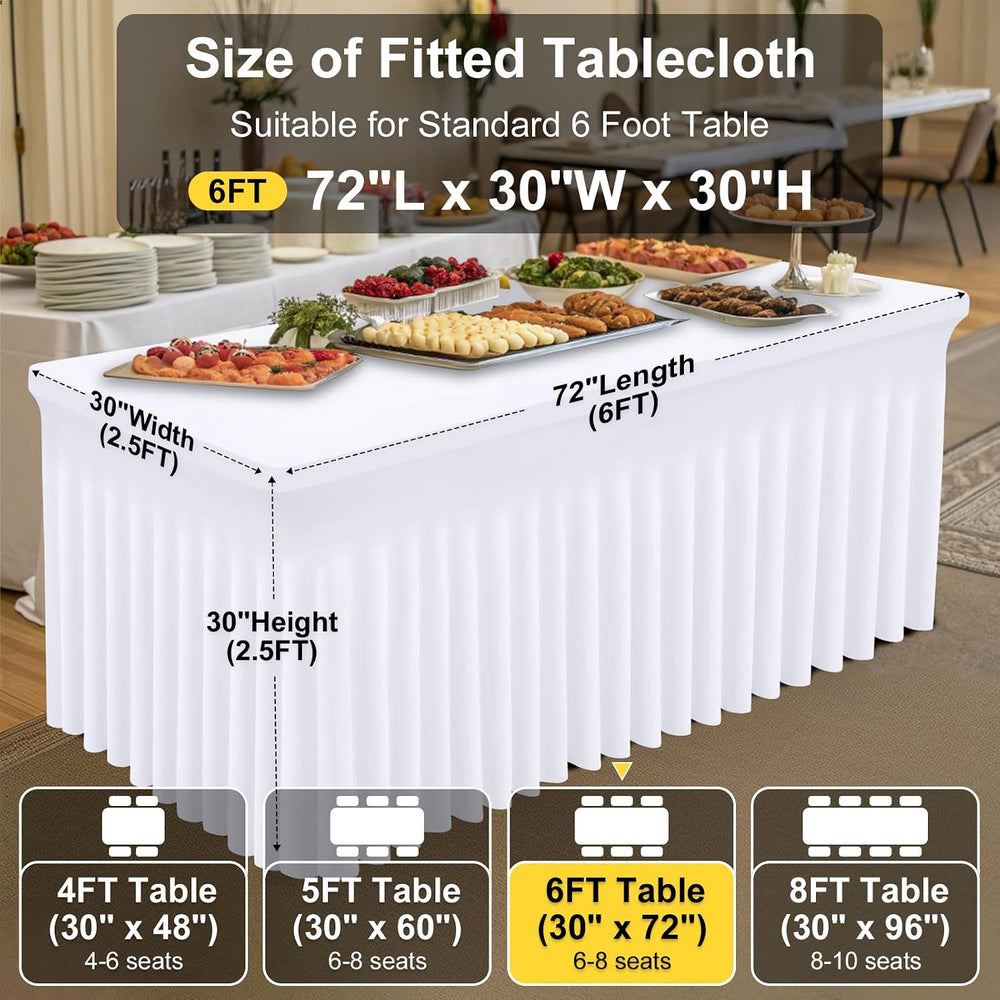 Smiry 2 Pack Spandex Elastic Fitted Table Cloth Skirt for 6FT Table