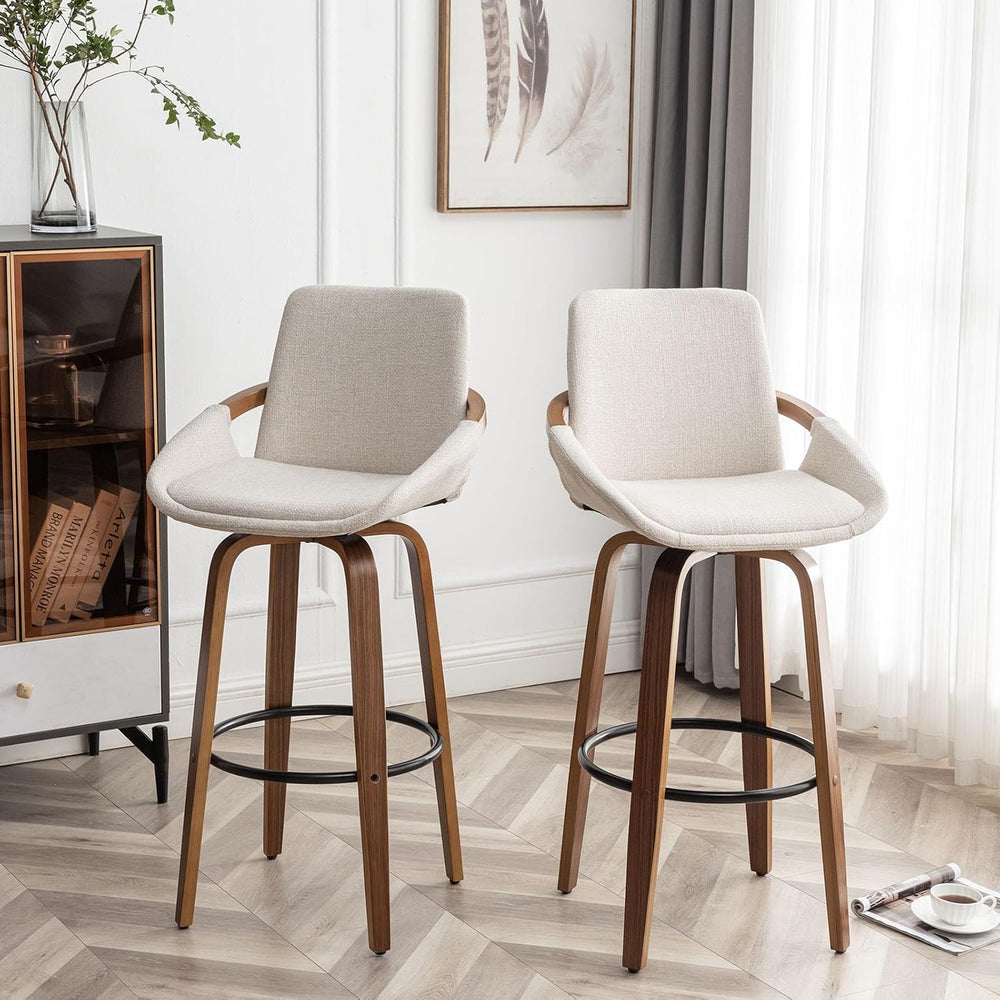 LUNLING 25.6" Counter Height Barstools Set of 2 Mid Century Modern Retro...
