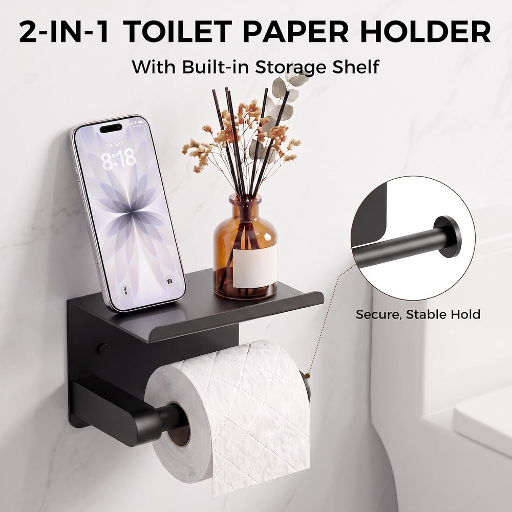 5-Piece 23.6 Inch Matte Black Bathroom Hardware Accessories Set