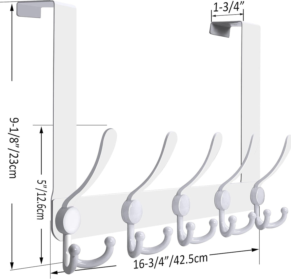WEBI Over The Door Hook Door Hanger Hook Rack with 5 Tri Hooks for Hanging Co...