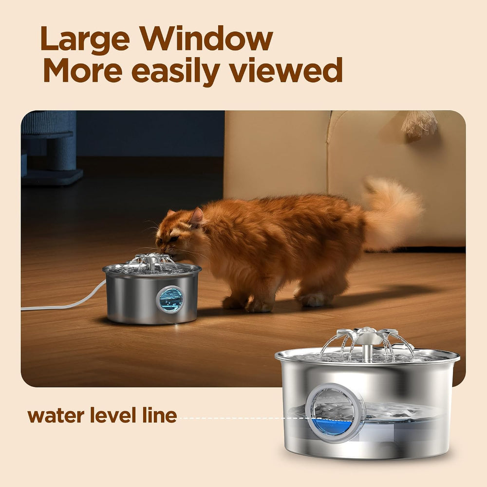 Cat Water Fountain Stainless Steel: Pet Fountain with 6 Filters & 3 Sponges