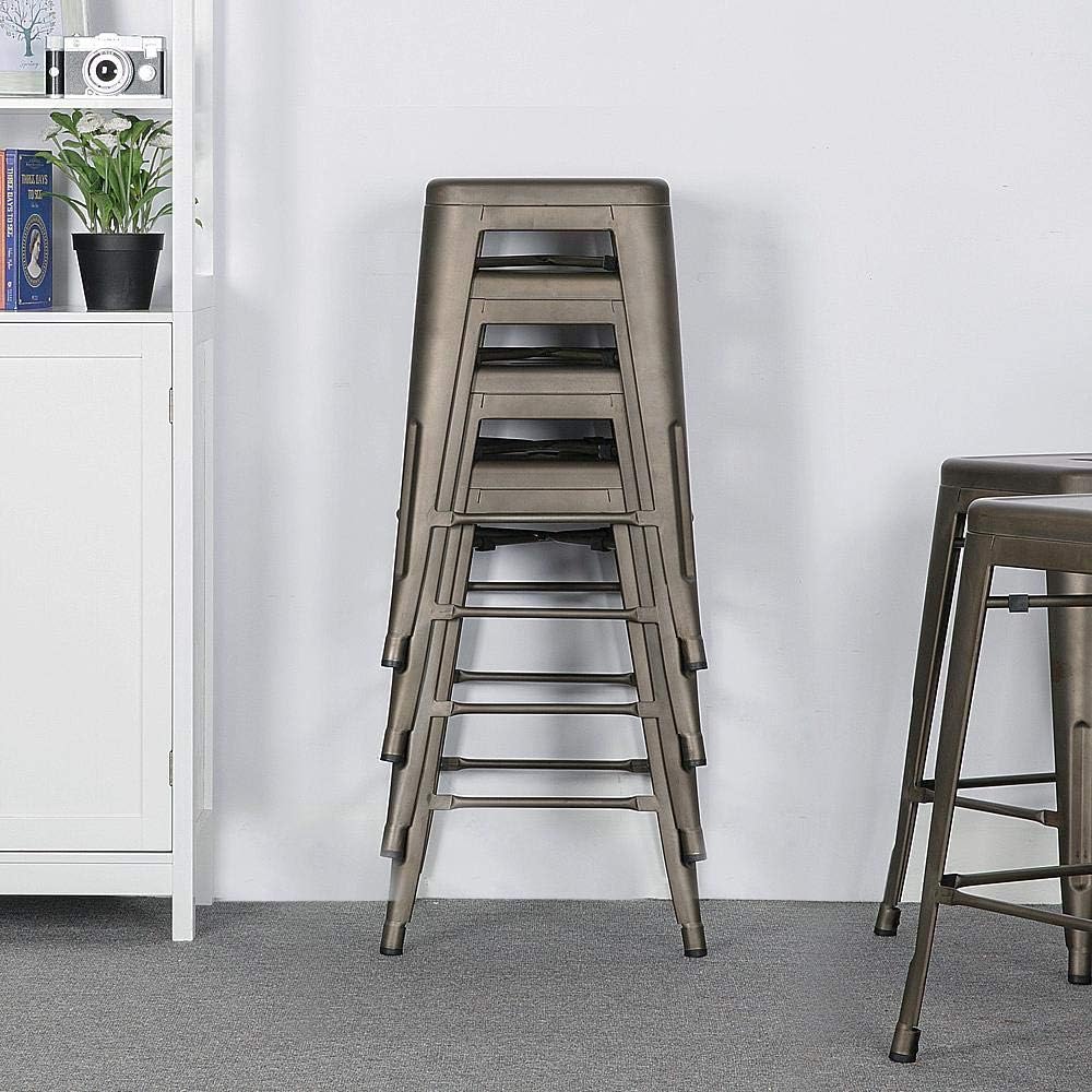 Topeakmart 24 Inch Metal Counter Height Stools Set of 4, Stackable, Metal