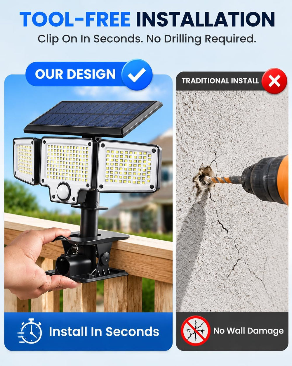 Clip on Solar Lights Outdoor,3000mAh Flood Lights with Motion Sensor,Remote