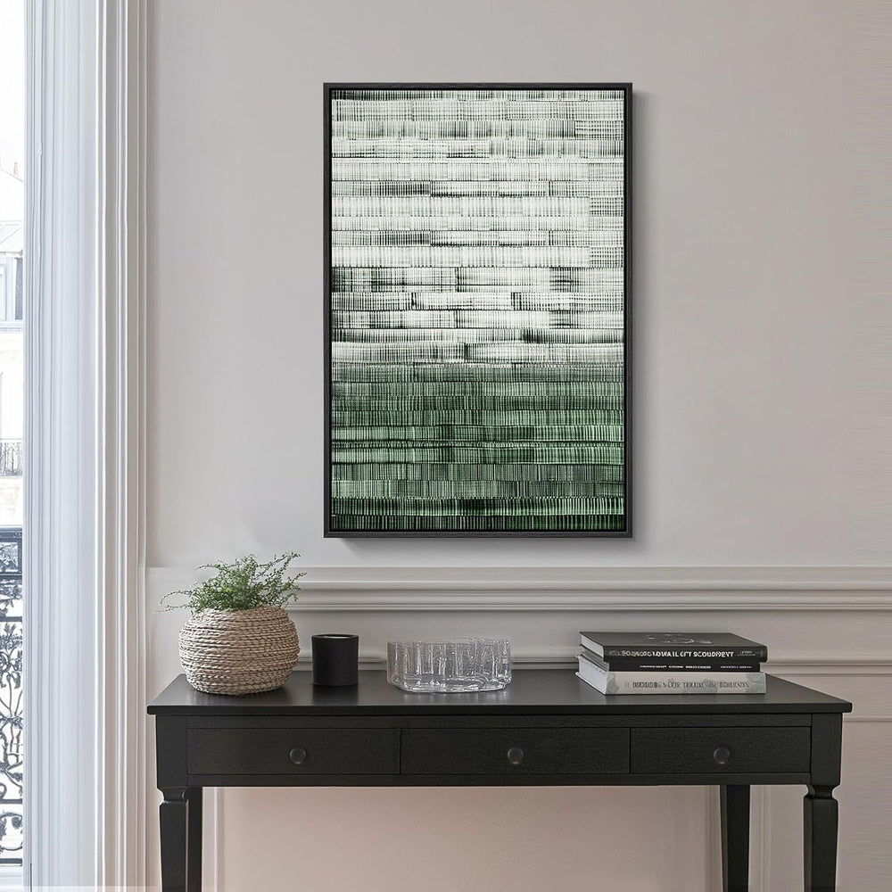 Framed Dark Sage Green Modern Abstract Wall Art, 1 Piece 24x36 In