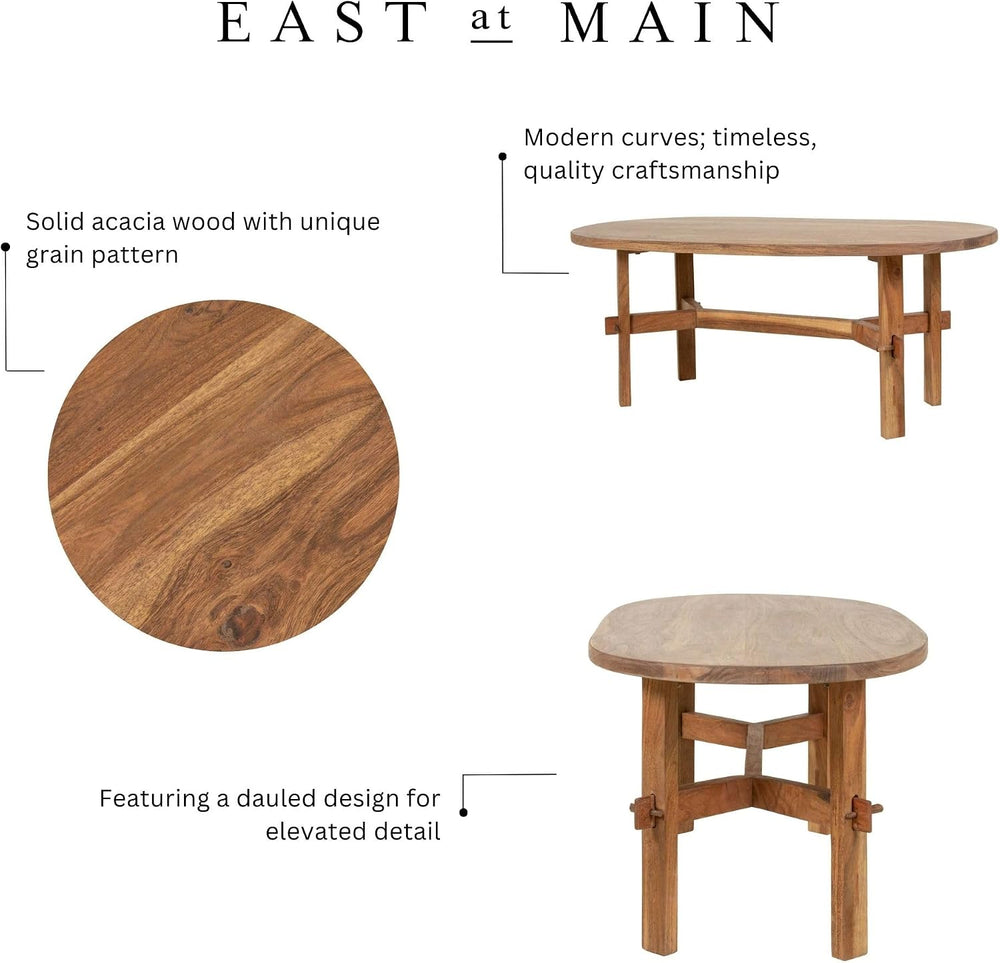 East at Main Celeste 45-Inch Oval Solid Acacia Wood Coffee Table, Brown
