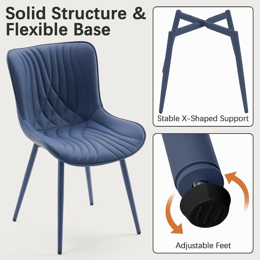 YOUTASTE Navy Blue Dining Chairs Set of 2, Mid Century Modern Comfy Kitchen C...