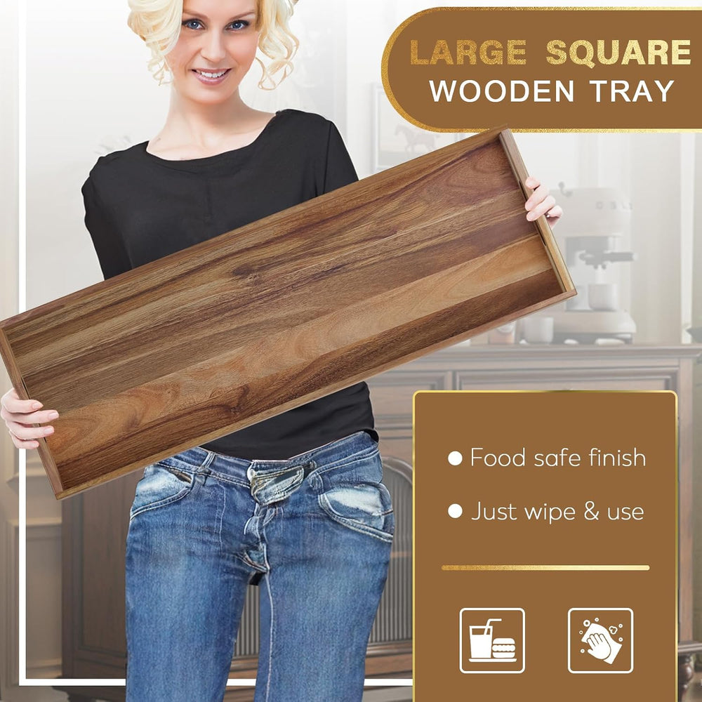 MAONAME Extra Large Ottoman Tray, 36 x 12 inches Acacia Wood Serving Board