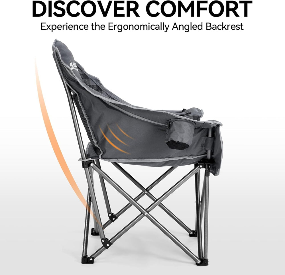 Oversized 2 Pack Camping Chairs, Padded Camping Chair Support 450LBS, Grey