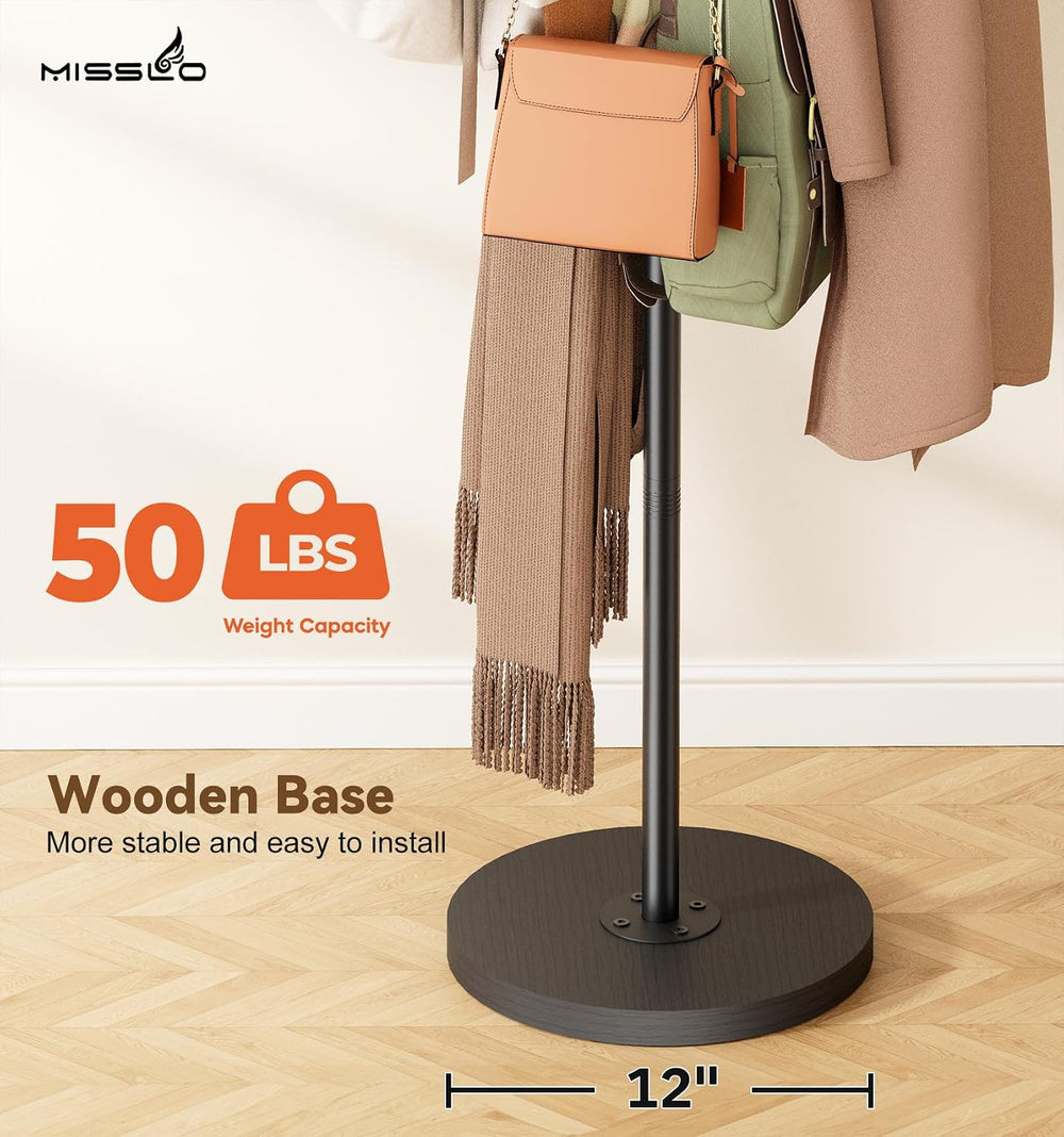 MISSLO Heavy Duty Coat Rack Freestanding Modern L-shaped Coat Tree, Black