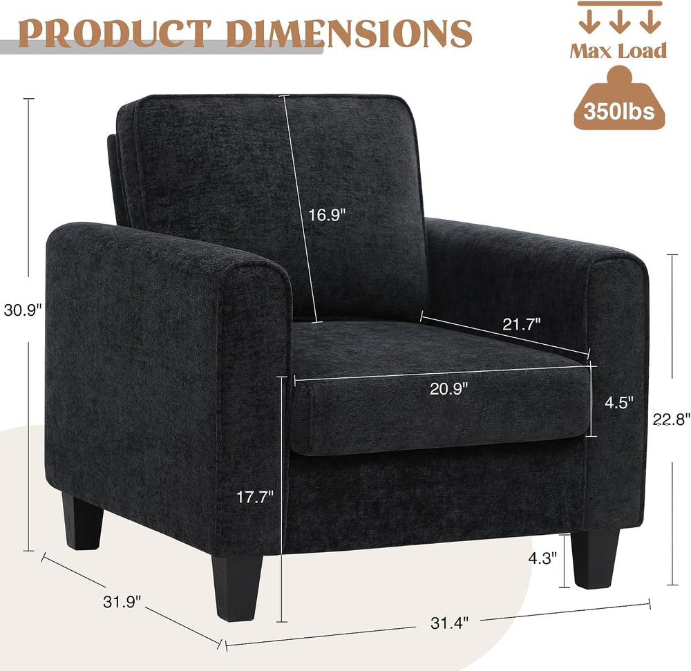 Accent Chair for Living Room, Mid Century Modern Upholstered Living Room Chai...