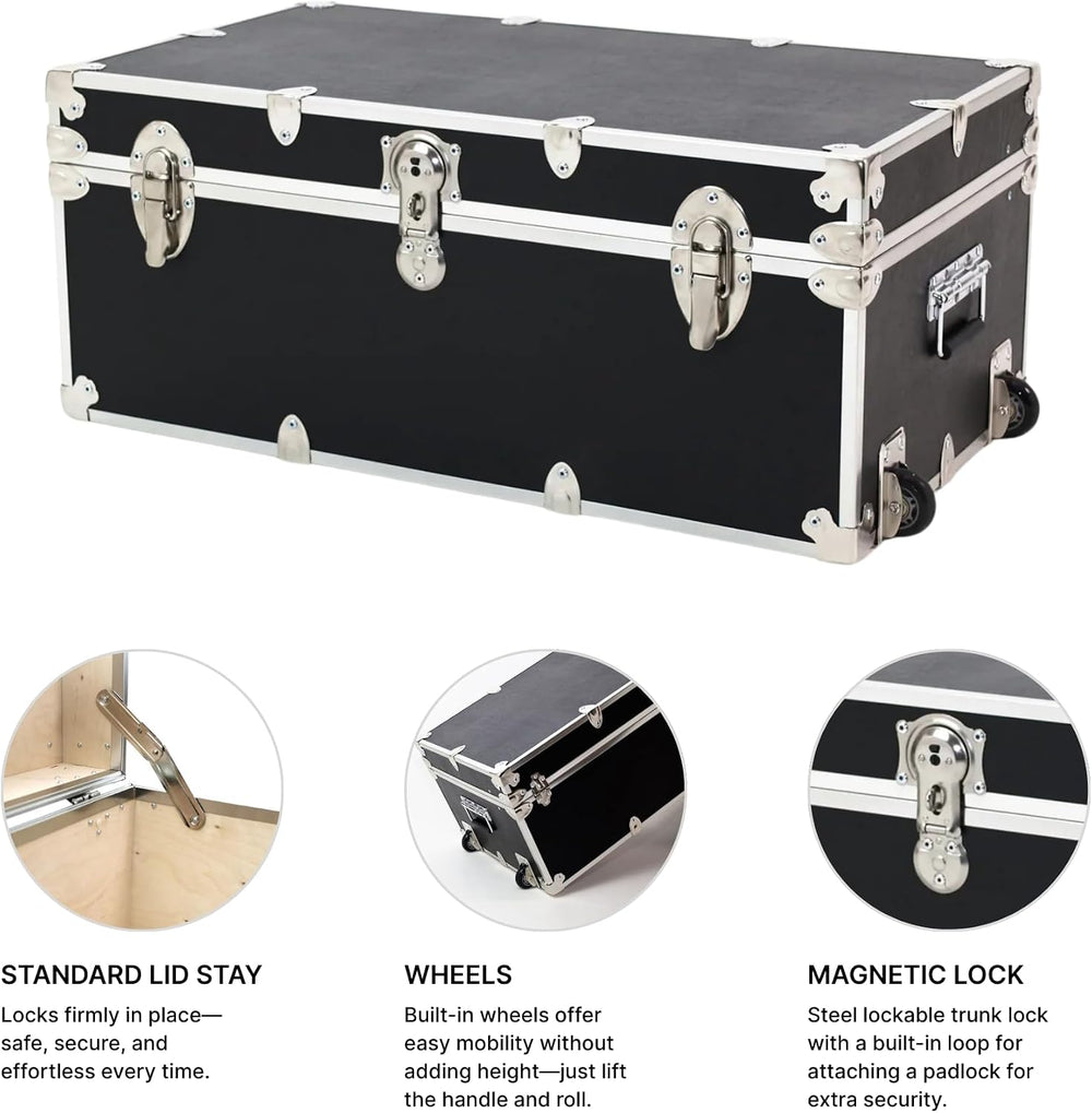 Rhino Large Essential Trunk with Wheels, Tray & Lid Organizer for Camp