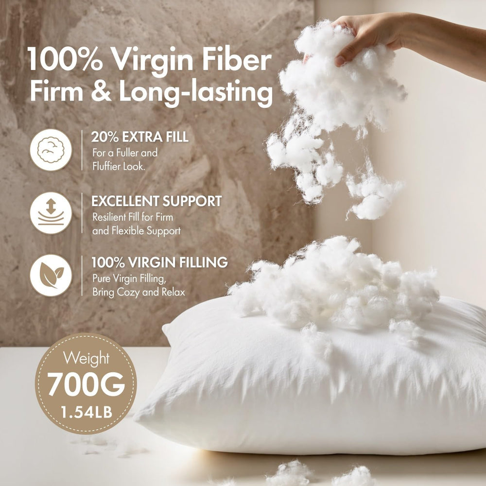 MIULEE 22x22 Pillow Inserts 4 Pack, 100% Virgin Fiber Filling Throw Pillows