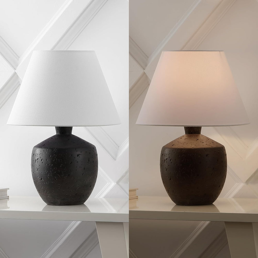 JONATHAN Y Myron 18" Concrete Effect Table Lamp, Black, Set of 2
