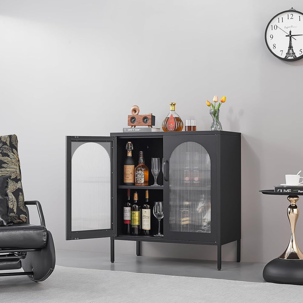 Buffet Cabinet, Modern Industrial Style Sideboard Buffet Cabinet, with Adjust...