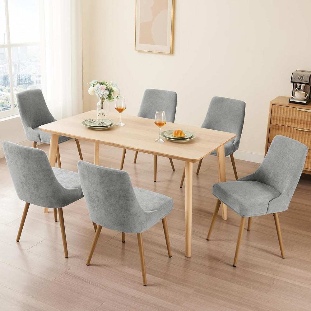 kinmars Kitchen & Dining Upholstered Dining Chairs Set of 6, Light Grey