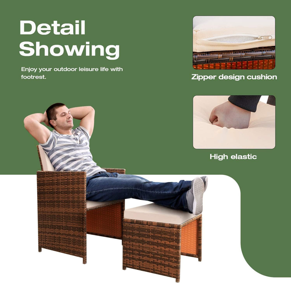 Devoko 4 Pieces Patio Wicker Furniture Set Outdoor Patio Chairs with Ottomans...