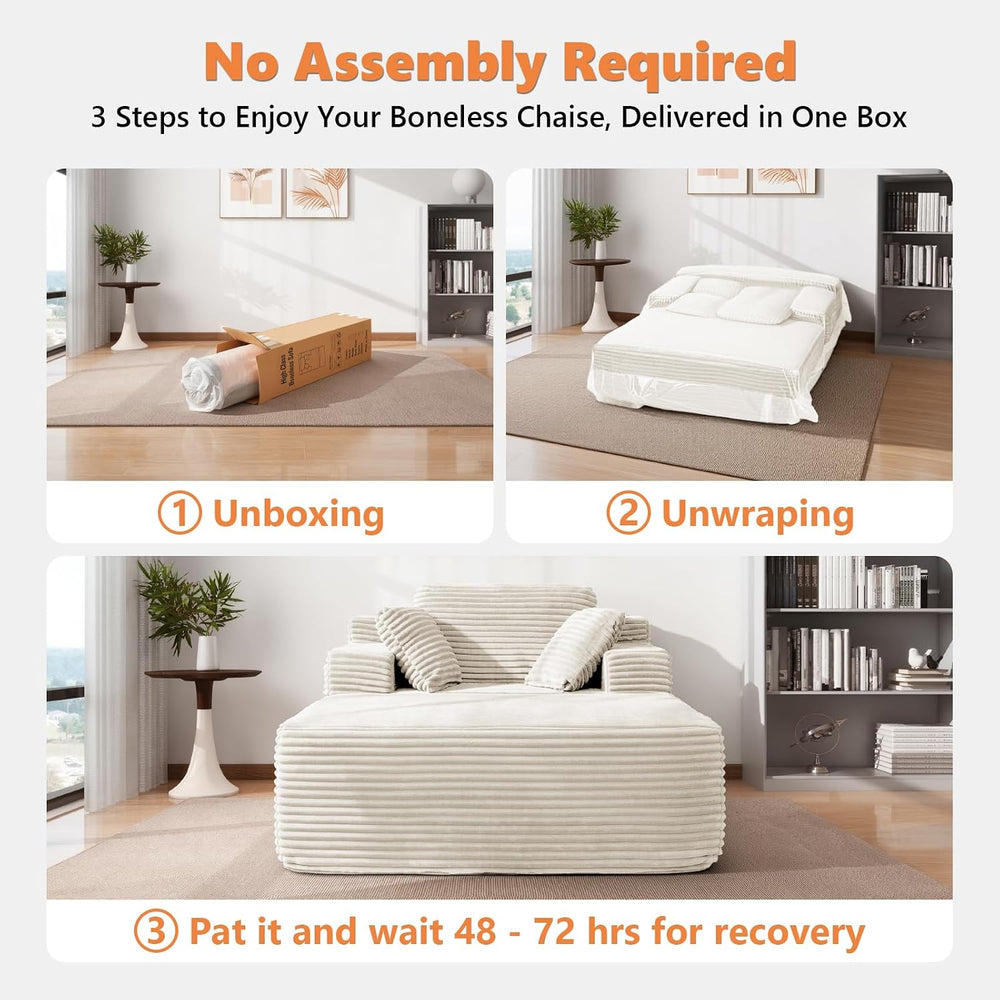 Oversized Chaise Lounge Chair Indoor, 82 inch Boneless Chair