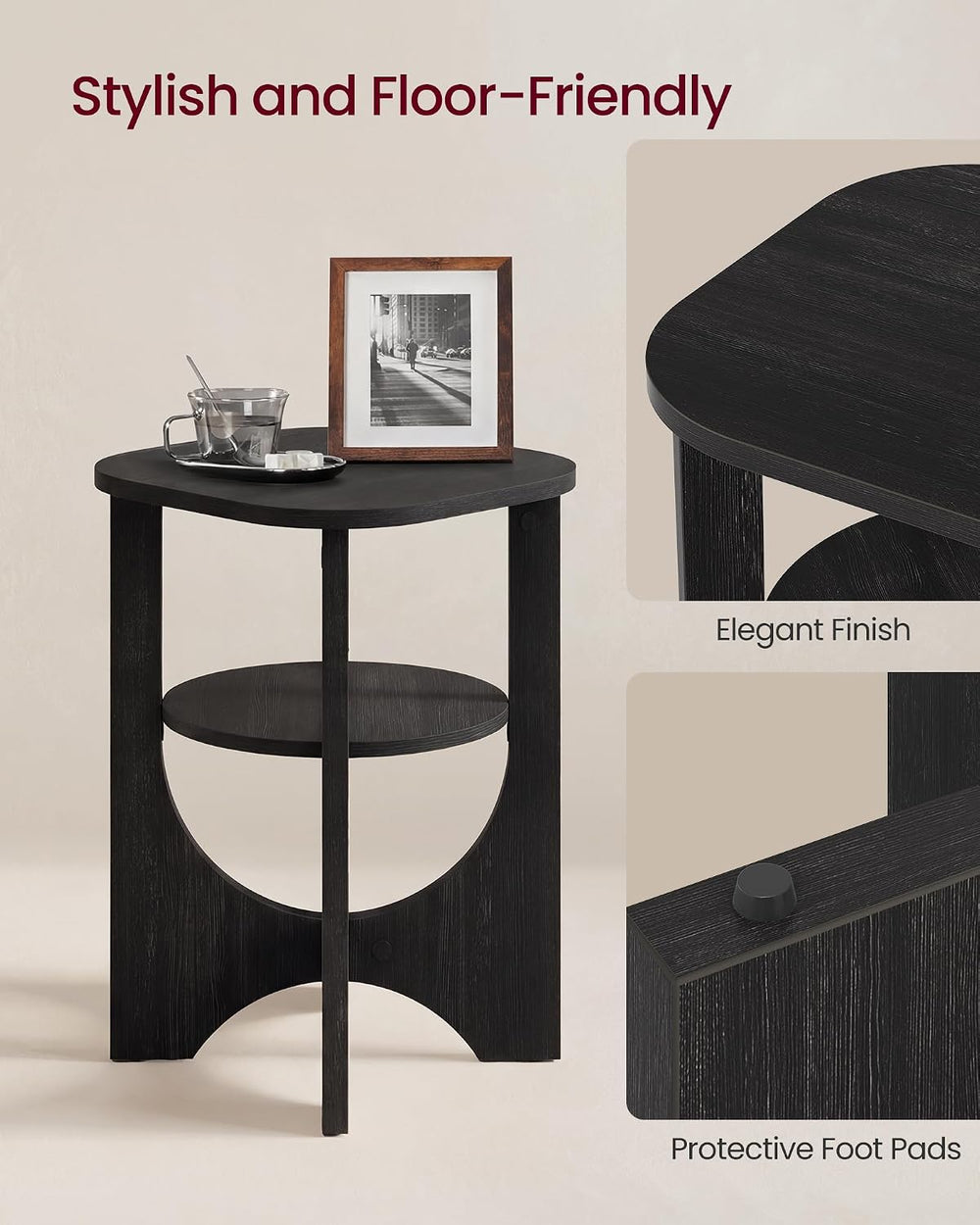 VASAGLE Side Table, 2 Tier Small Accent End Table, Nightstand