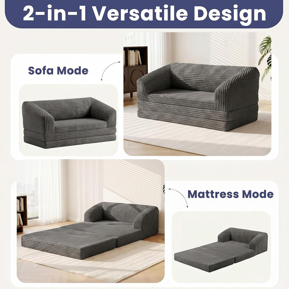 JUIKURY Convertible Sofa Bed, 3-in-1 Foldable Loveseat Couch with Armrest, Co...