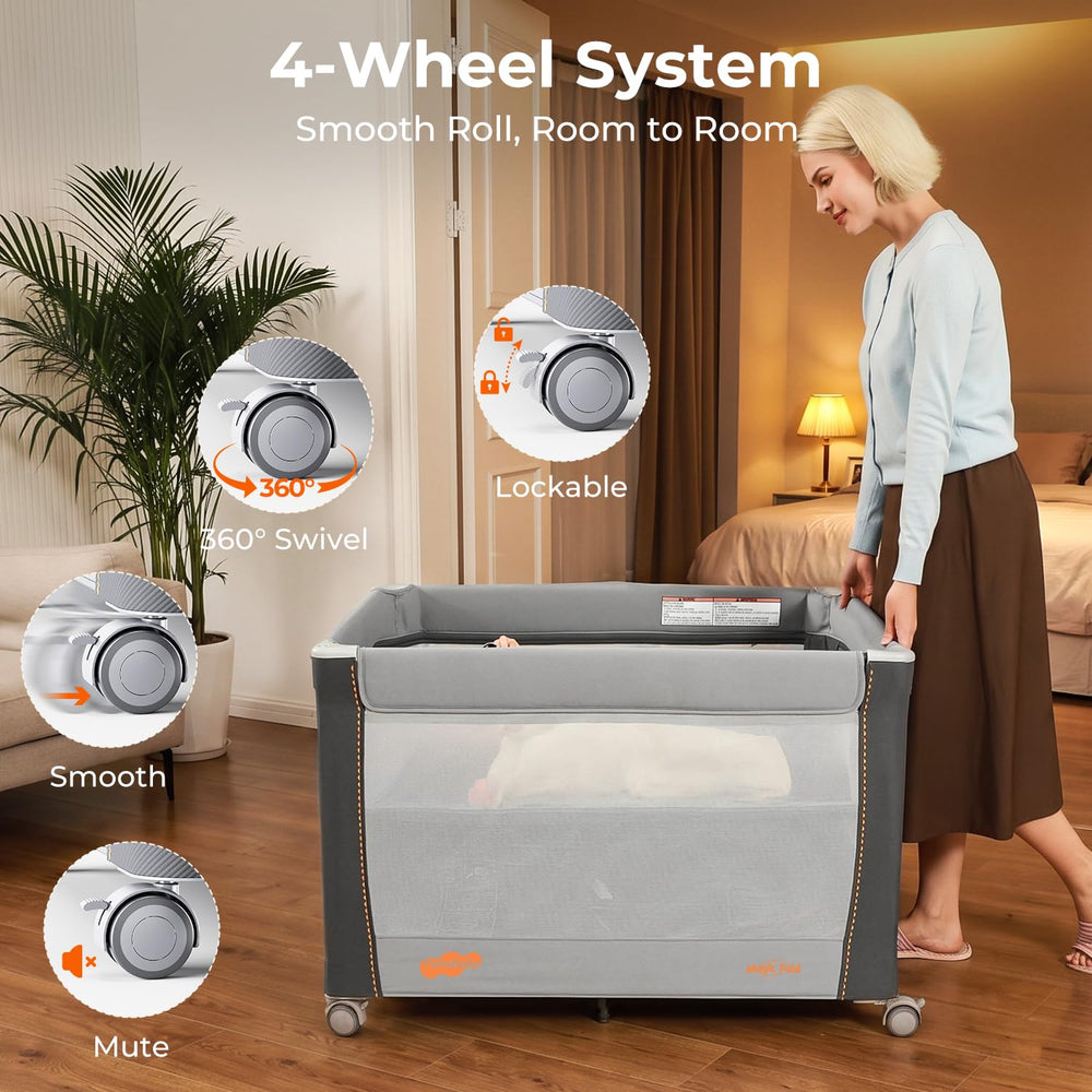 Pamo babe Deluxe Pack and Play with Bassinet & Changing Table