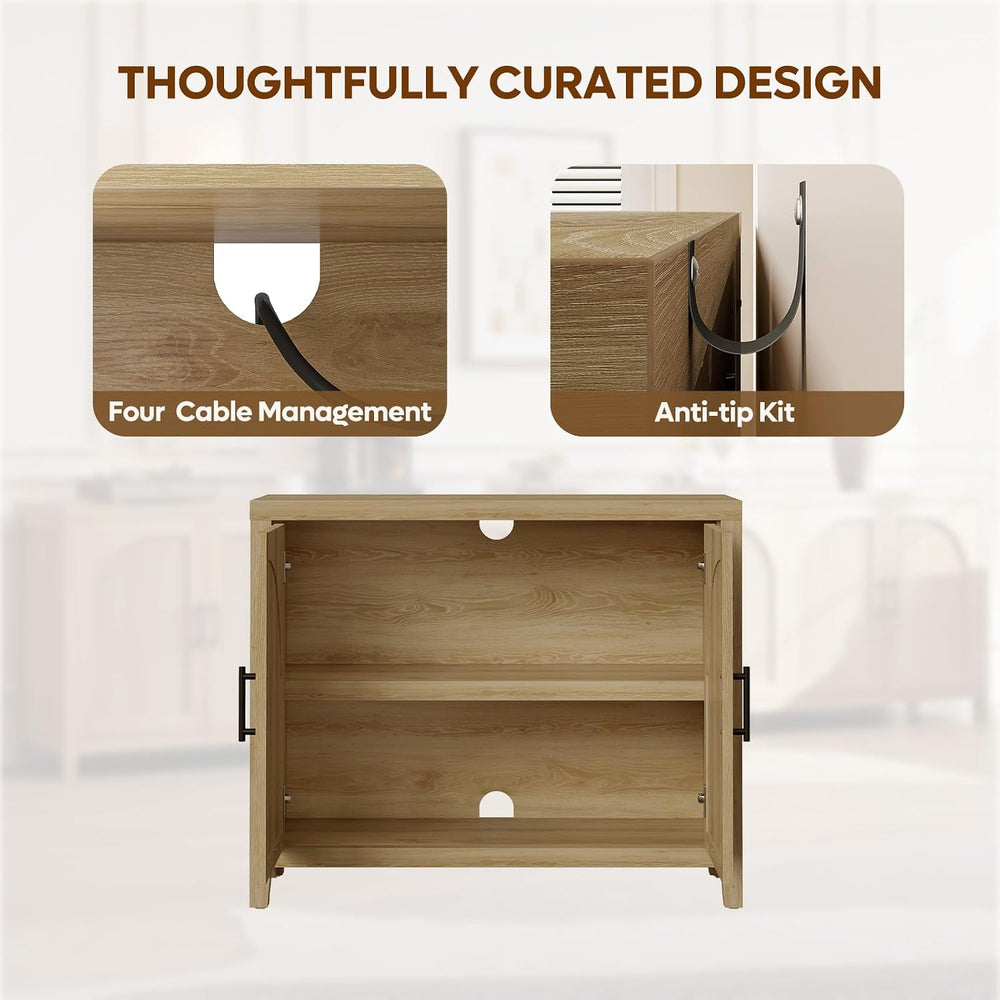 Bestier 73" Fluted Sideboard Buffet Cabinet with Storage, Natural Oak