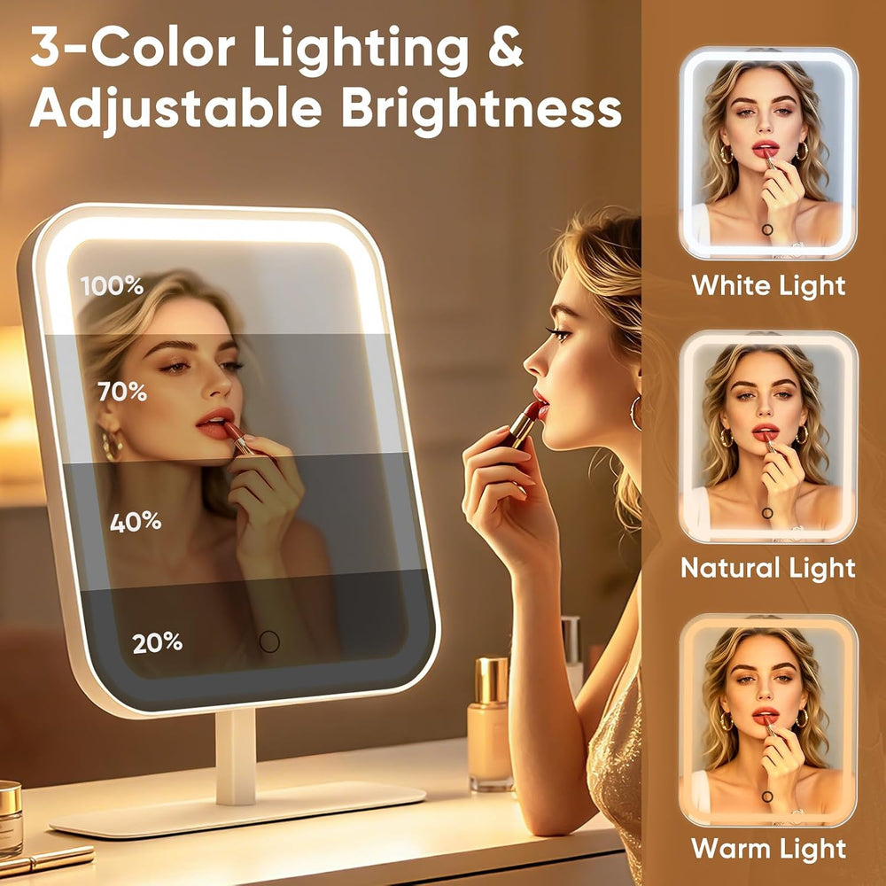 FUNTOUCH 4500mAh Large Lighted Vanity Makeup Mirror with 30X Magnifier