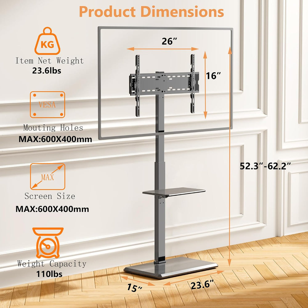 Floor TV Stand with Removable Media Shelf for 32-75 Inch TVs up to 110 lbs