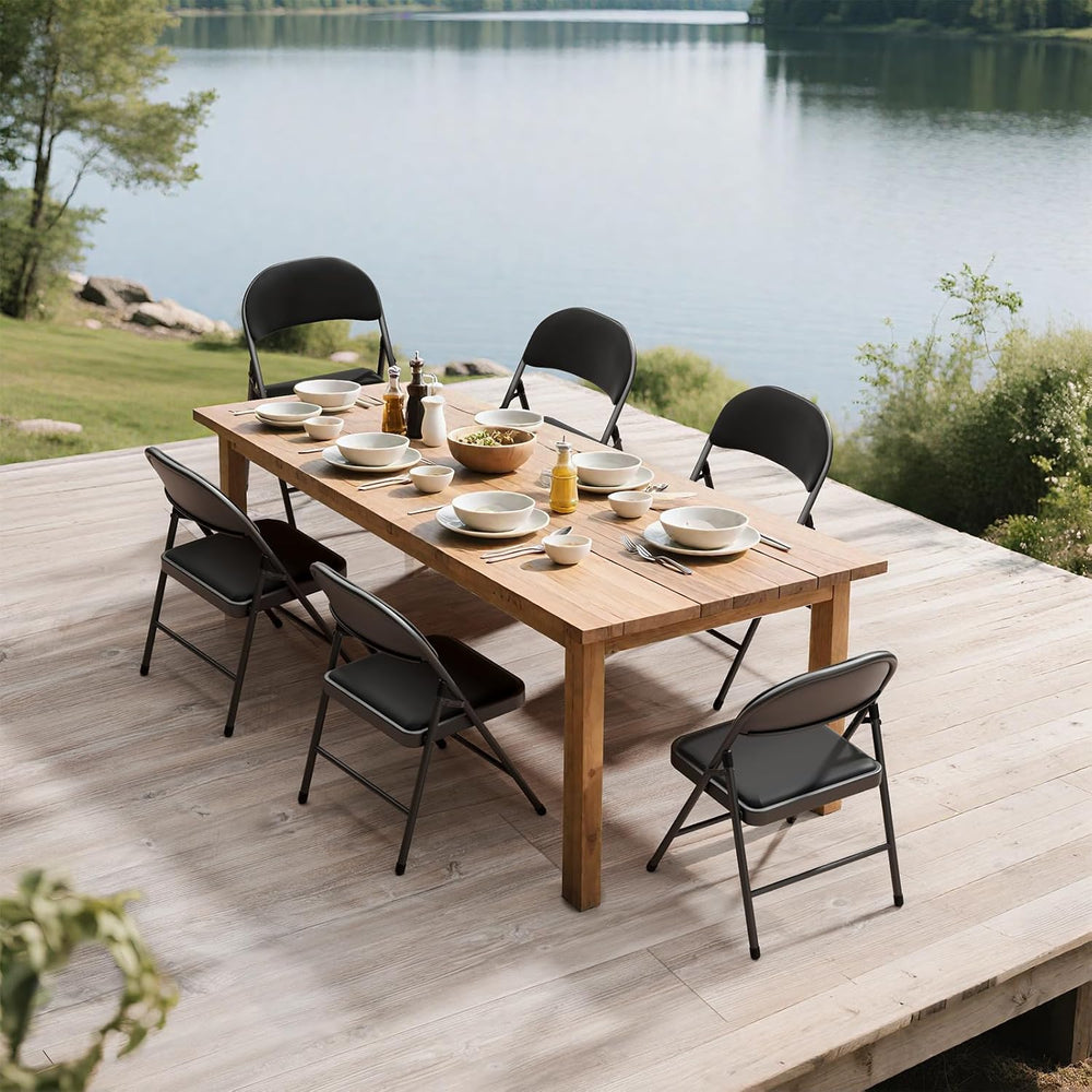 4 Pack Black Padded Folding Chairs with Metal Frame