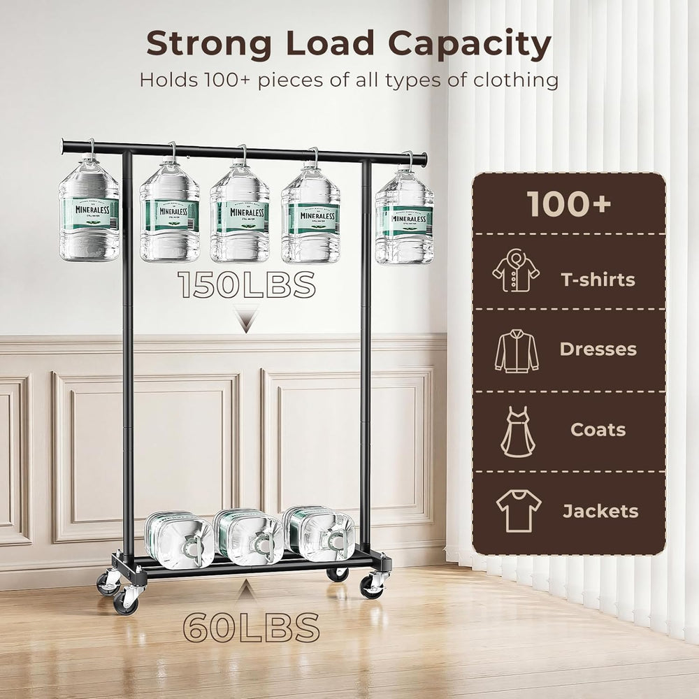 Clothing Rack for Hanging Clothes, 45" Wide Rolling Clothes Rack, Metal ...