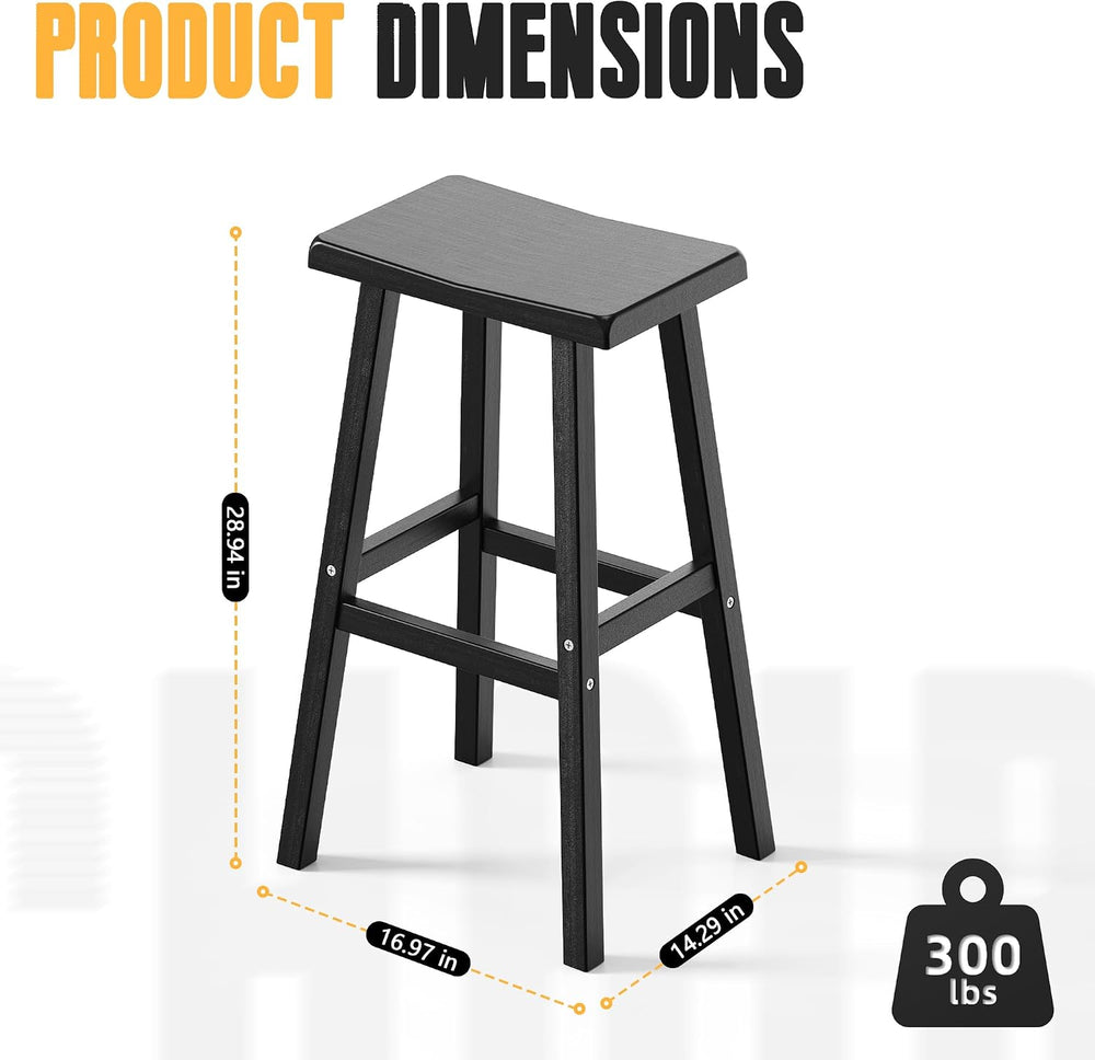 29-Inch Bar Stools (Set of 2) – Recycled Resin Counter Height Stools for Kitc...