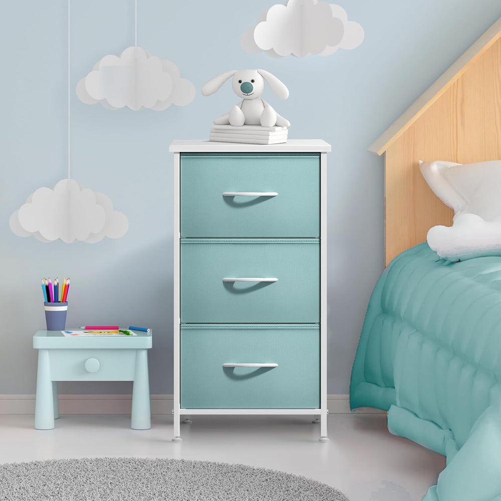 Sorbus Nightstand with 3 Drawers for Bedroom (Aqua)