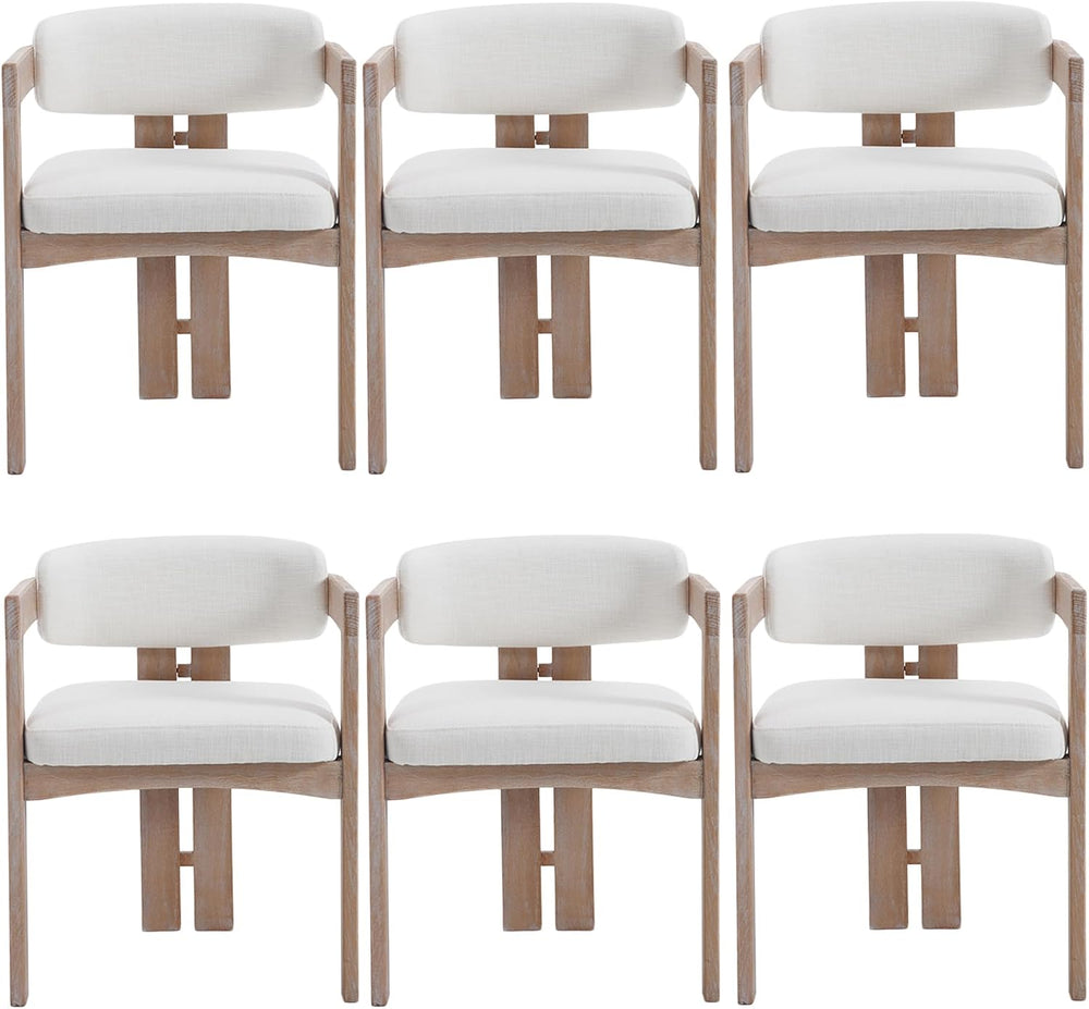 Farmhouse Dining Chairs Set of 6 Upholstered Kitchen Chair Solid Wood Side Ch...