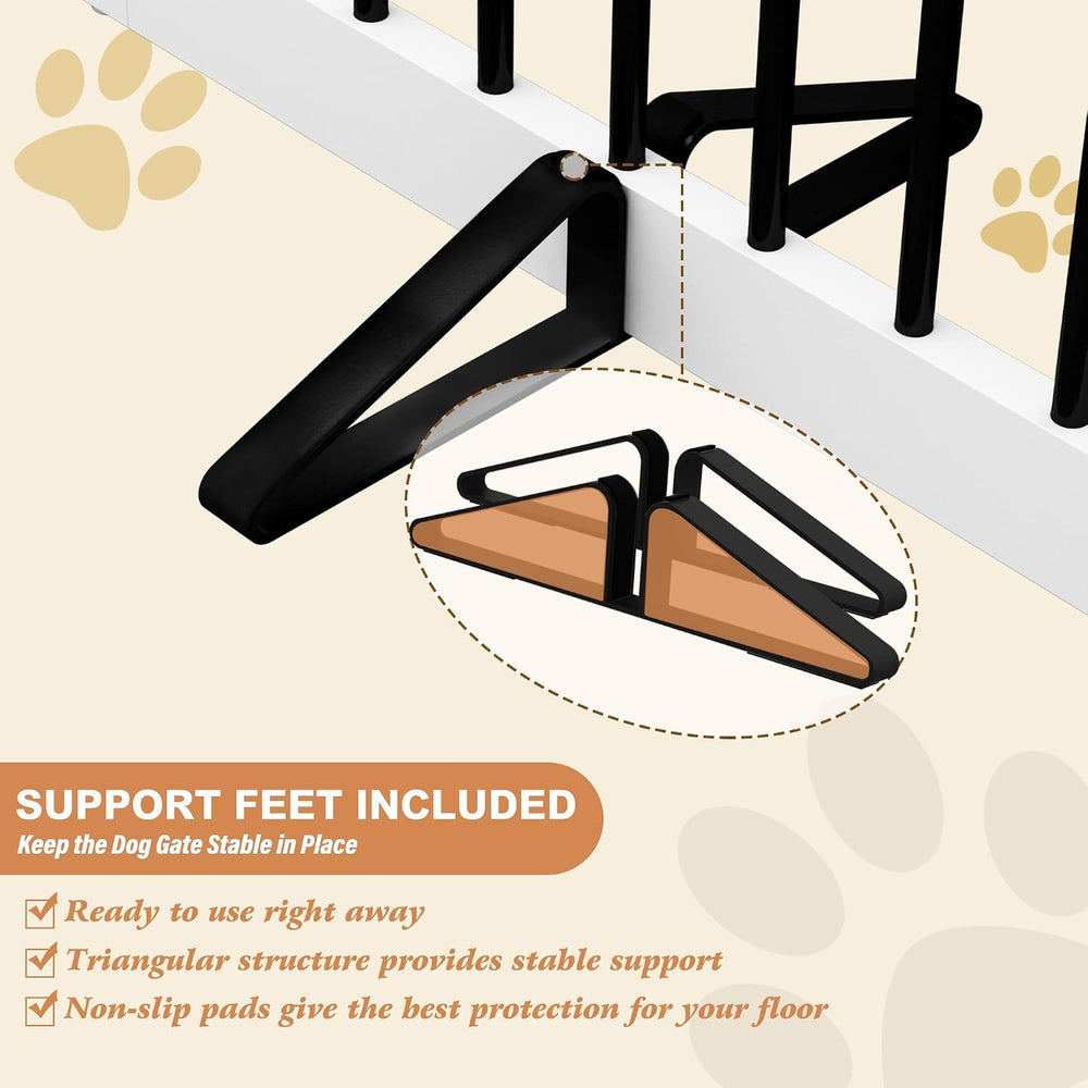 PUPETPO Freestanding Pet Gate for Dogs, Foldable Wooden Dog Gate for House, I...