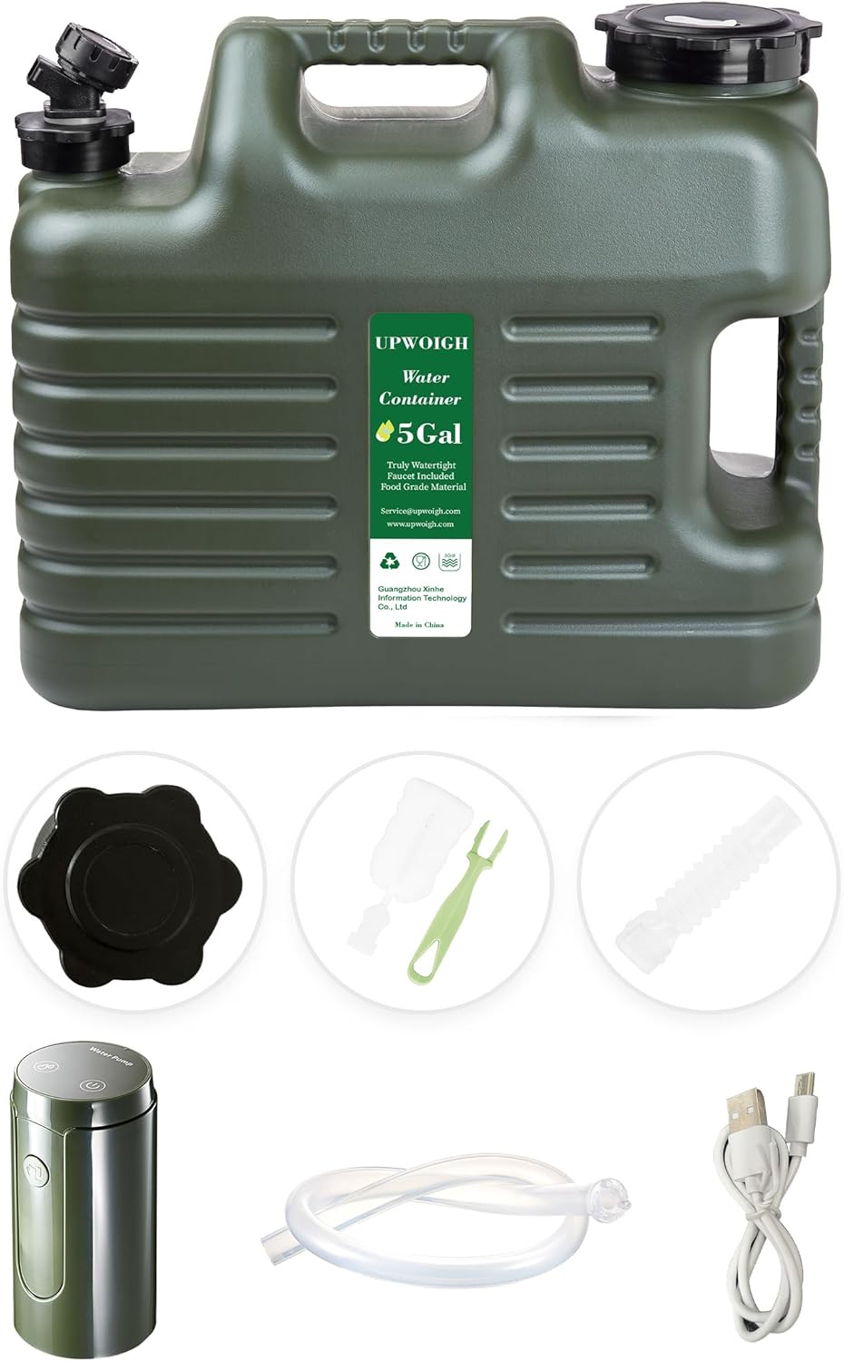 UPWOIGH 5 Gallon Water Jug with Rechargeable Touch Pump