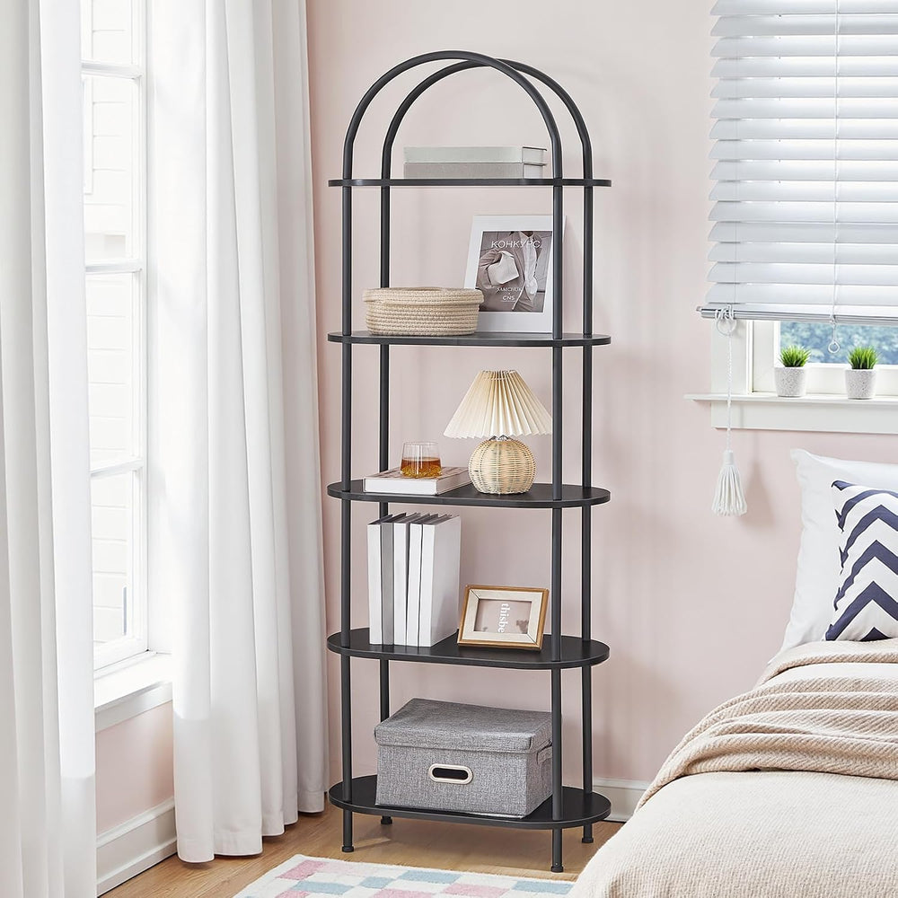 HOOBRO 5 Tier Open Bookshelf, Industrial Arched Bookcase Display Shelf Rack, ...
