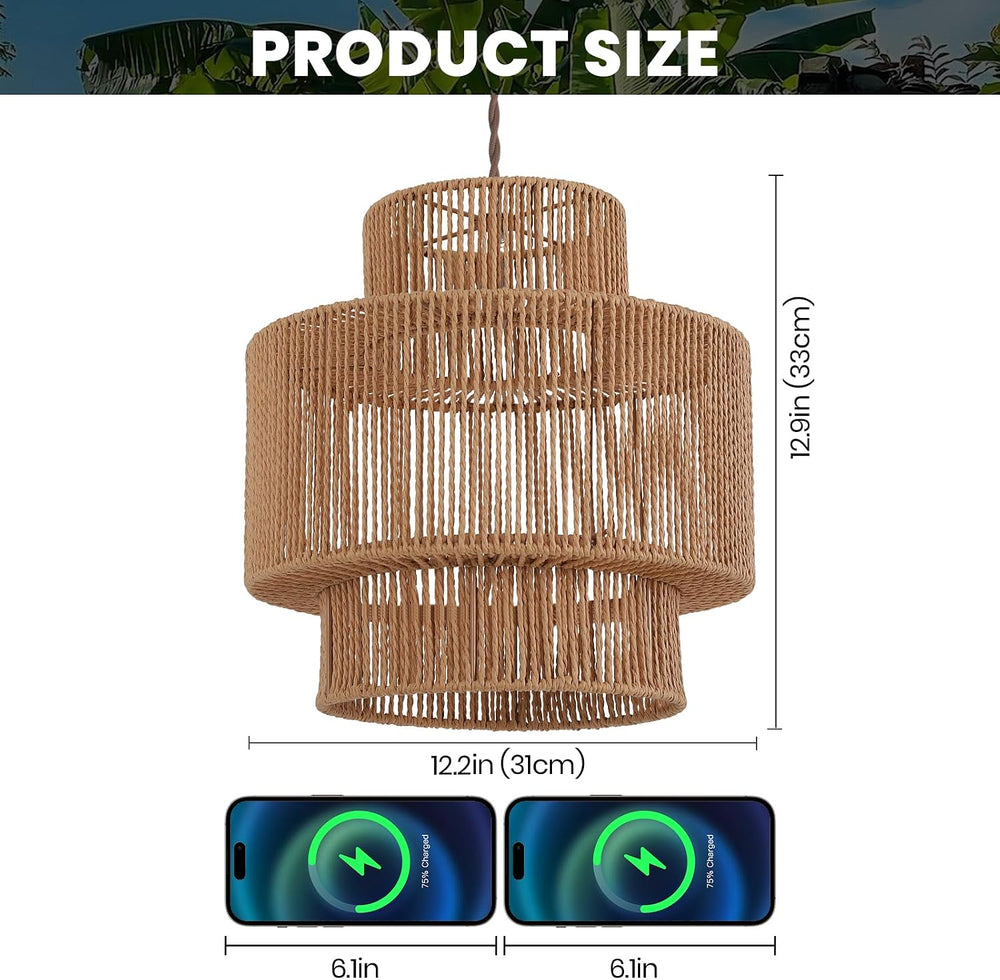 Boho Rattan Lamp Shades for Pendant Light Chandelier Floor Lamps Replacement,...