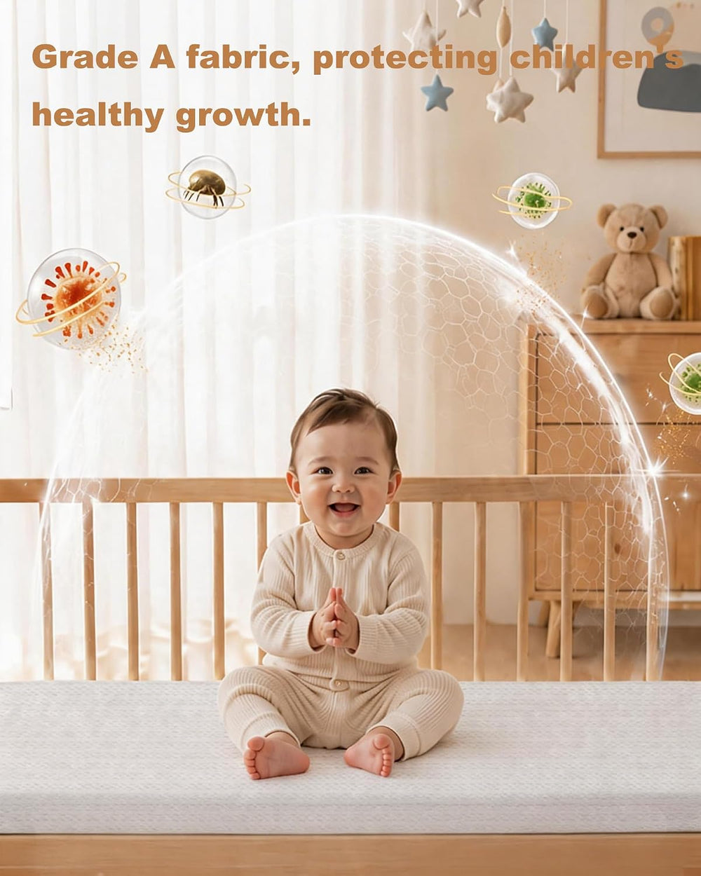 Breathable 3D Airflow Fiber Bedside Bassinet Mattress Rectangle 33" x 20...