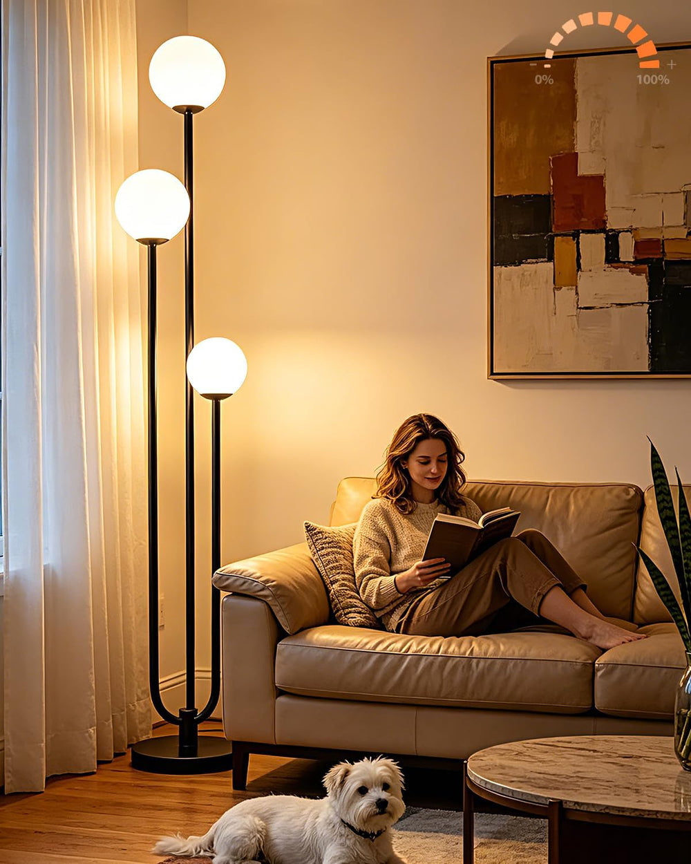 63IN 3-Light Dimmable Floor Lamp, Unique Black Tall Standing Lamps with 3000K...