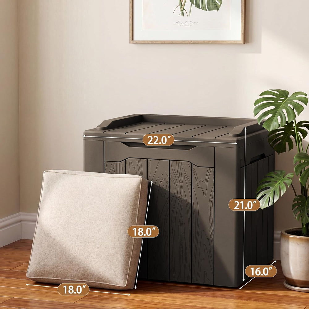 JUMMICO 31 Gallon Resin Deck Box Waterproof Outdoor Storage Boxes