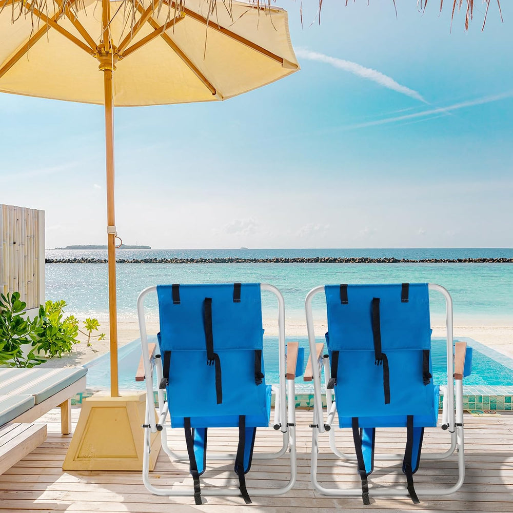 Outvita Folding Beach Chair Adjustable Headrest w/4 Flexible Tilt Angle 2