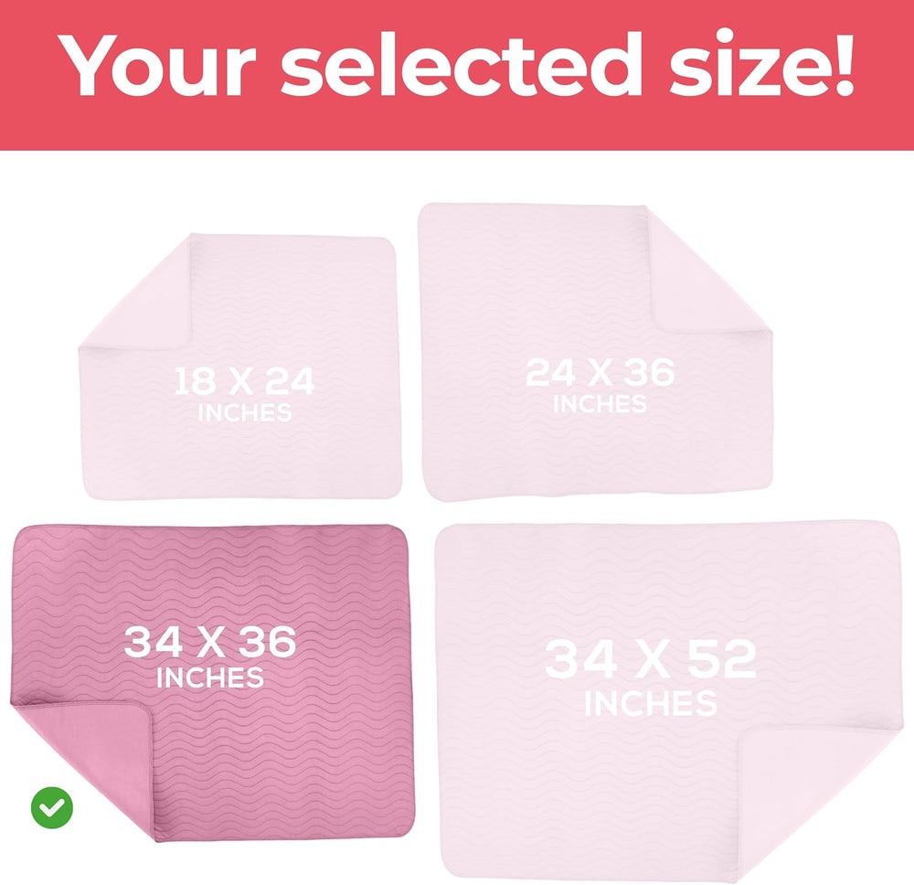 4 Pack Waterproof Reusable Heavy Absorbency Incontinence Bed Pads 34"x36...