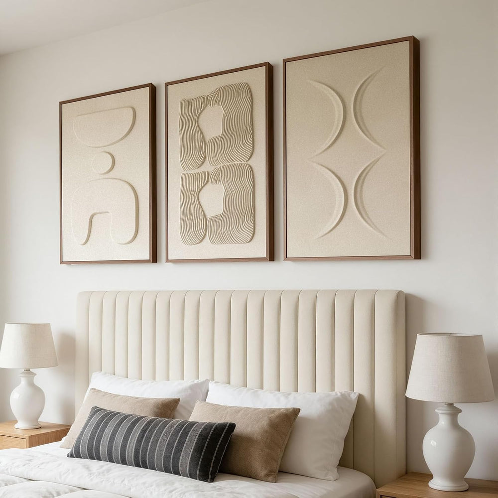 Thalasse Large 3-Piece 3D Textured Wall Art for Living Room, 24x36 Inch