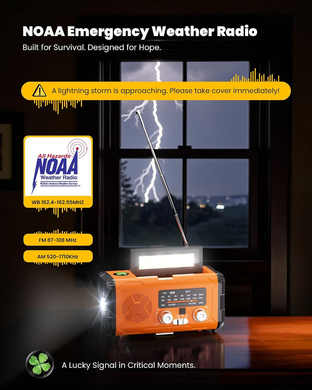 Emergency Weather Radio NOAA AM FM with 10000mAh Power Bank & Fire Starte...