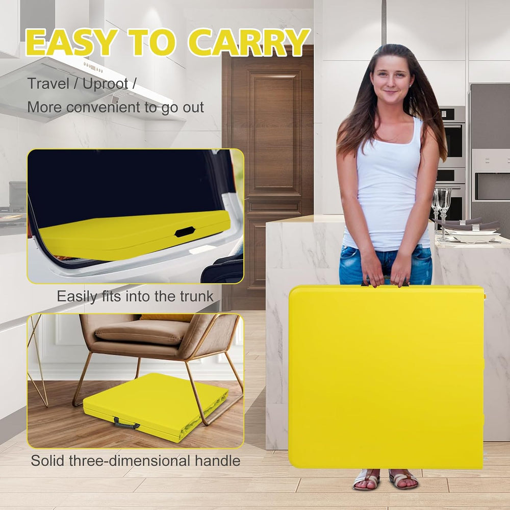 Portable 4Ft Folding Table, Heavy Duty Plastic Fold-in-Half Utility Foldable ...