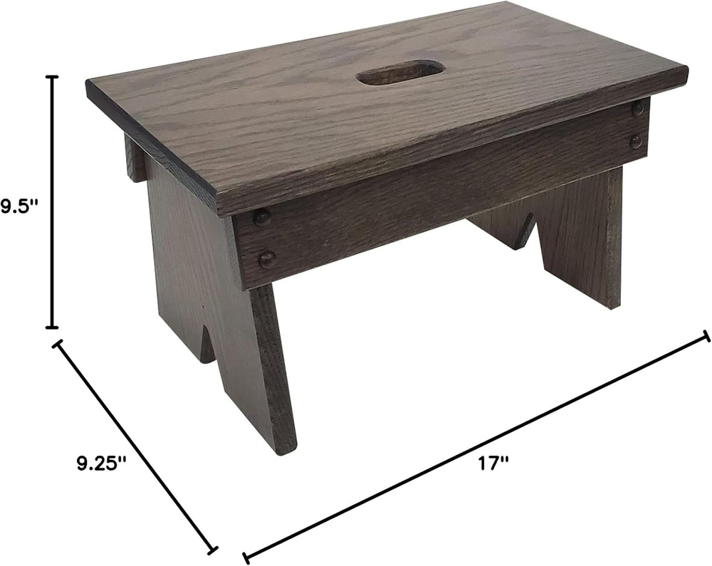 Peaceful Classics Step Stool, Solid Oak, 9" High, Antique Slate