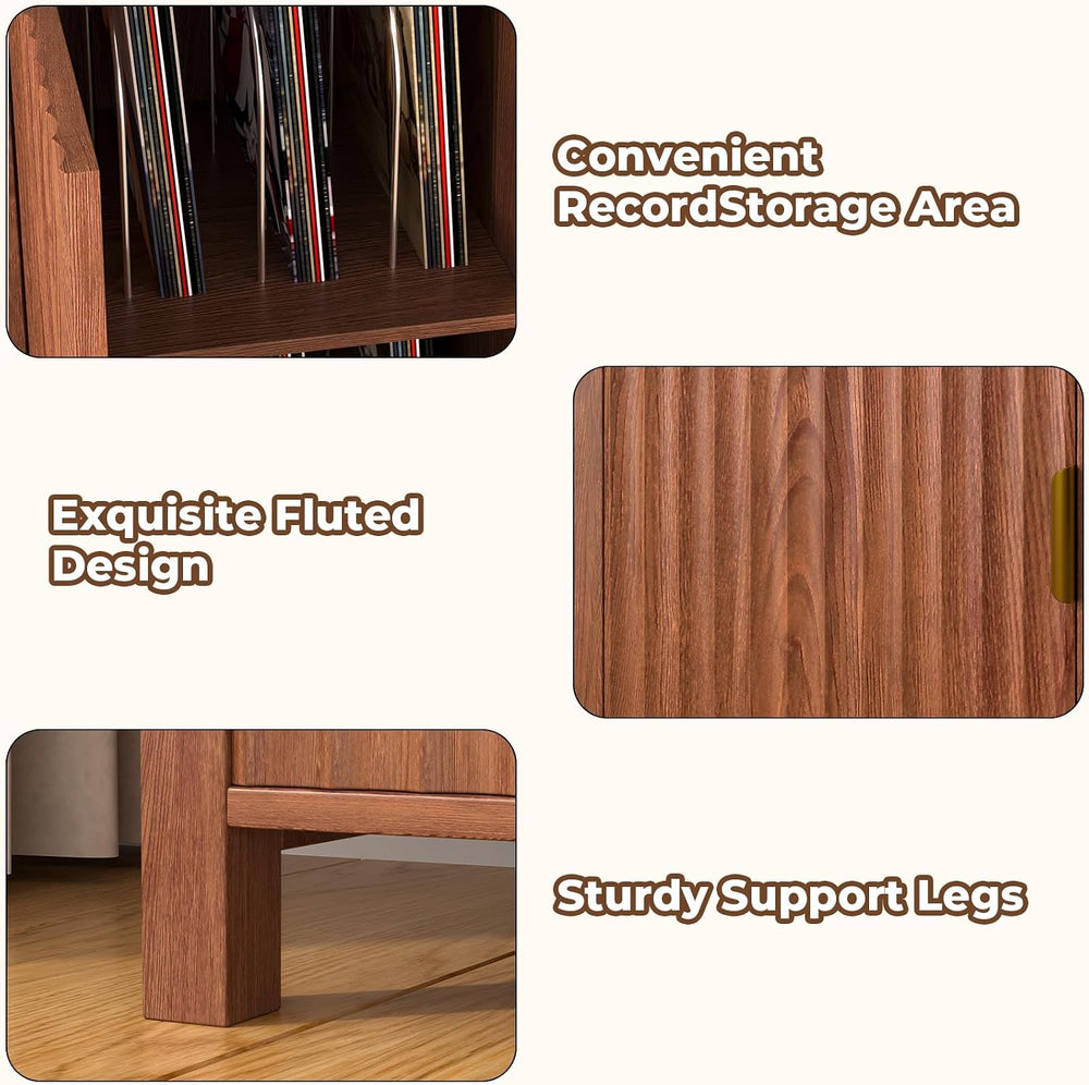 BROTTAR 47.2" Mid Century Modern Record Player Stand with Vinyl Storage