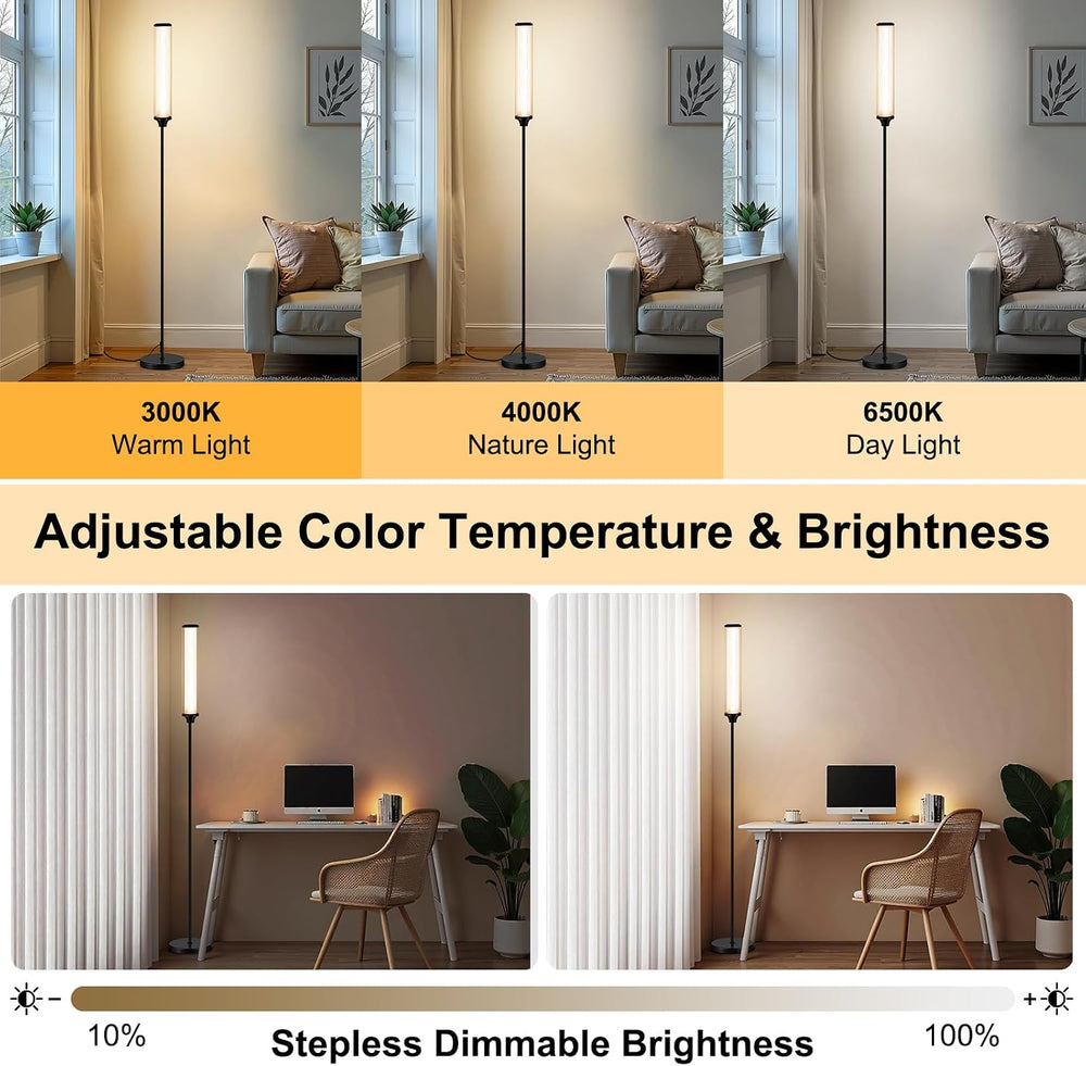 FRIDEKO HOME Smart Corner LED Floor Lamps for Bedroom, Black 12W 1500LM