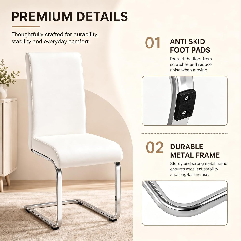 Yaheetech Dining Chairs Set of 2 High Back Modern Kitchen Chairs White